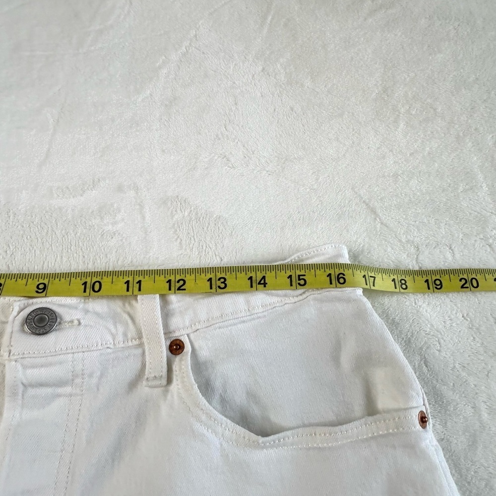Levi's 501 High Waist Button Fly Cut Off Denim Shorts Waist 32 White Cream - Picture 14 of 16